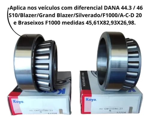 CONJUNTO ROLAMENTO CAIXA SATELITE DIFERENCIAL DANA 46 DANA 44 - 25590/25523