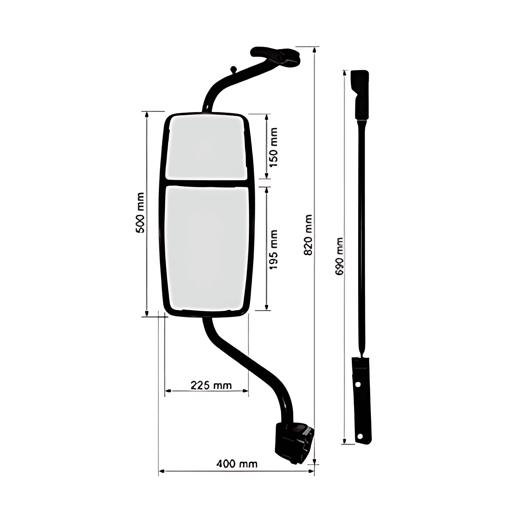 CONJUNTO ESPELHO RETROVISOR LE BIPARTIDO MANUAL CONVEXO - RWUE19CC