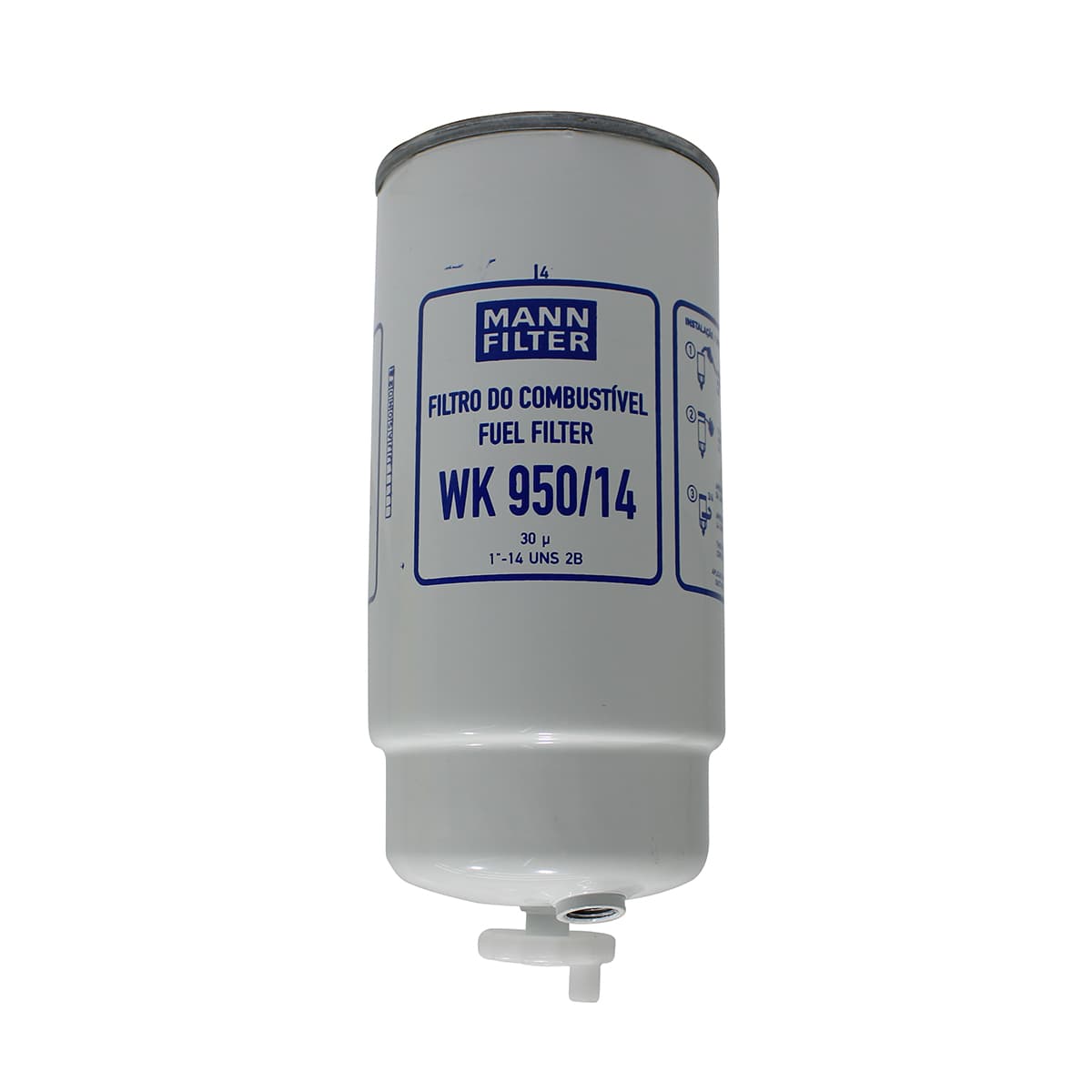 FILTRO DIESEL/RACOR SEPARADOR DAGUA AGRALE/VW MOTOR MWM X10 4CIL/6CIL | VW MOTOR CUMMINS SERIE B/BT (COM FURO DE SENSOR) (SISTEMA DRENO (ROSCA 1-14) - WK95014