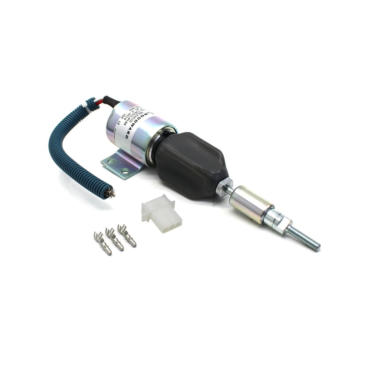 VALVULA SOLENOIDE 12V PARADA MOTOR VW MOTOR MWM X10 (COM CONECTOR E TERMINAL) - 907120120012