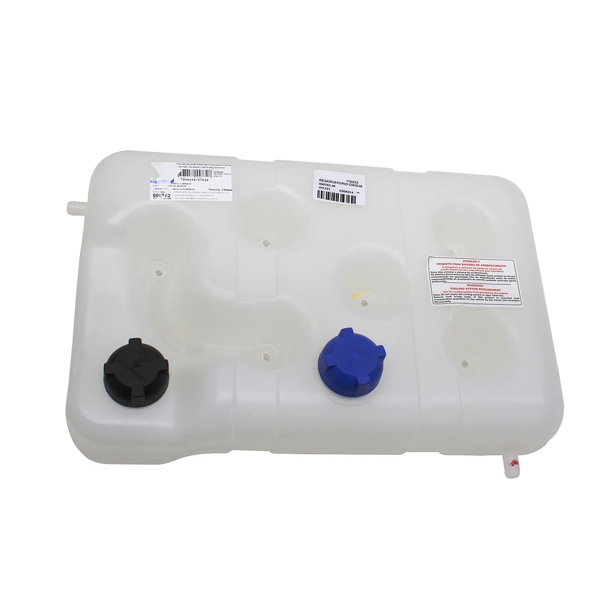 RESERVATORIO/TANQUE EXPANSAO DAGUA RADIADOR MB ATRON 1319/1935/2334 (COM ENTRADA/SAIDA LATERAL E SUPERIOR (MODELO TRAVESSEIRO) (SEM SENSOR) (COM TAMPAS 000386/000388) - 000762.48