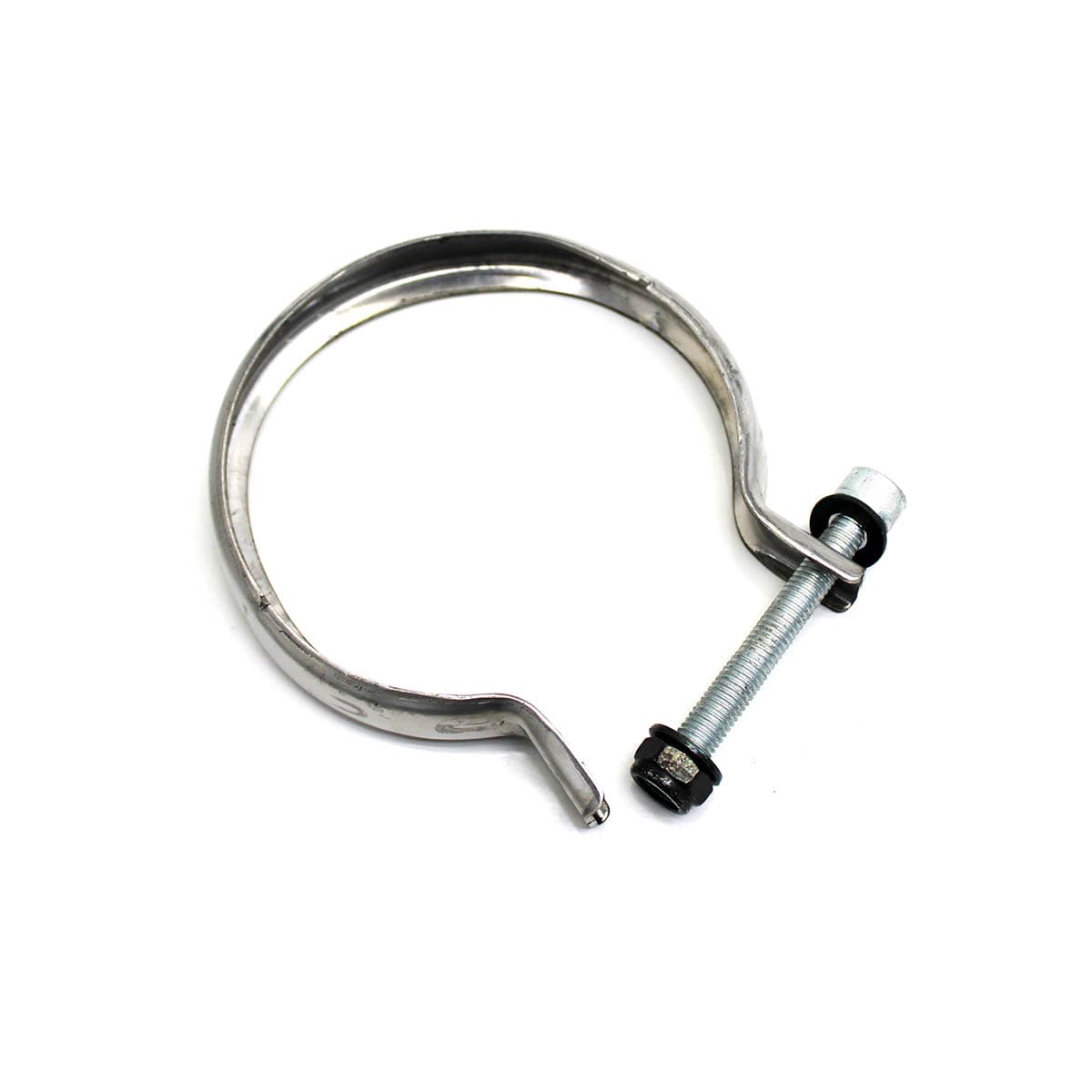 ABRACADEIRA 3.1/2POL COM CANALETA TUBO/CANO ESCAPEMENTO MB ATEGO/ATRON/AXOR (INOX) - B072Z.84