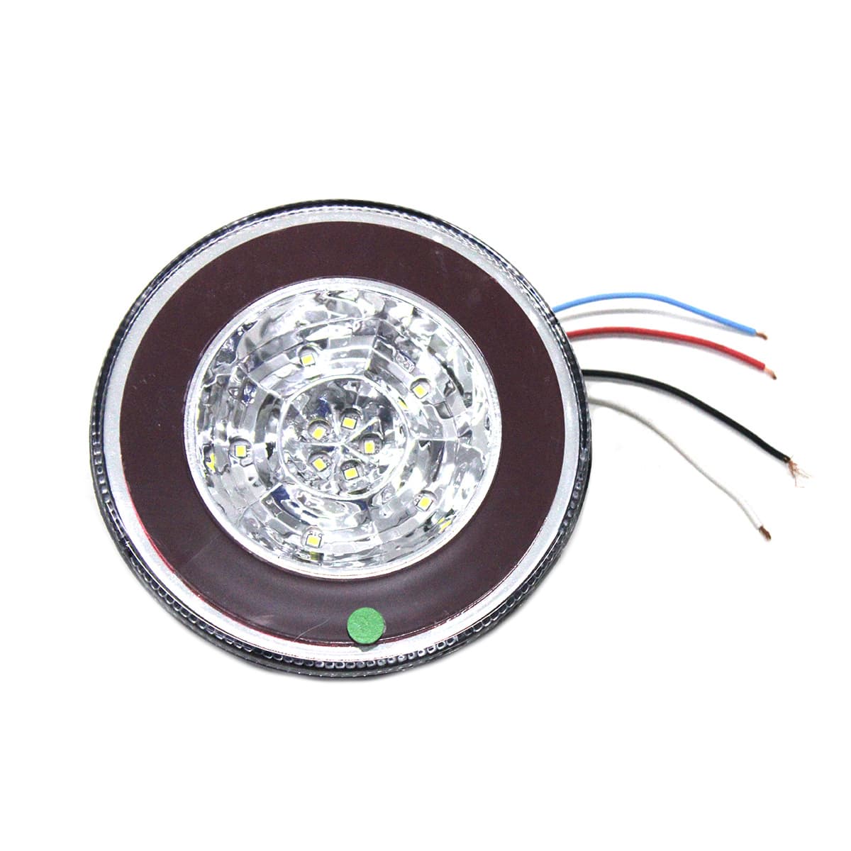 LANTERNA REDONDA LED BIVOLT 12V/24V SETA/FREIO/LUZ RE CARRETA/IMPLEMENTO (140MM) (COR VERMELHO/CRISTAL) - PL08180067