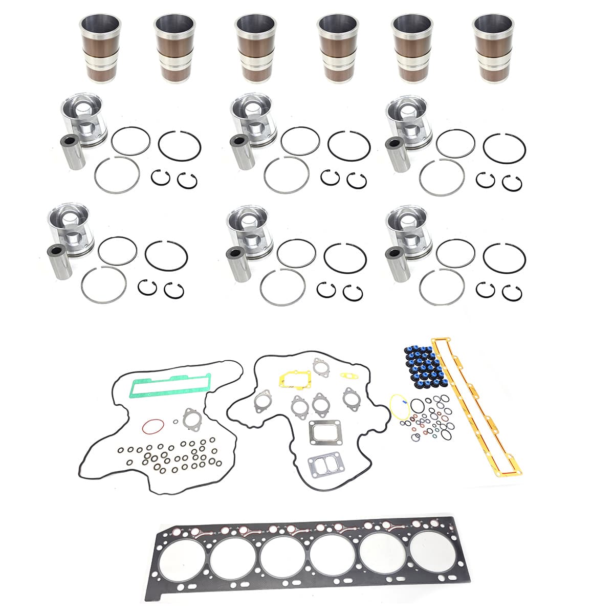 KIT/KITAO MAXI FORCA COMPLETO MOTOR CUMMINS SERIE ISC 6CIL (PISTAO 4933120/CAMISA 5294876/ANEL 5294839/JUNTA SUPERIOR 5306467) - MM900541