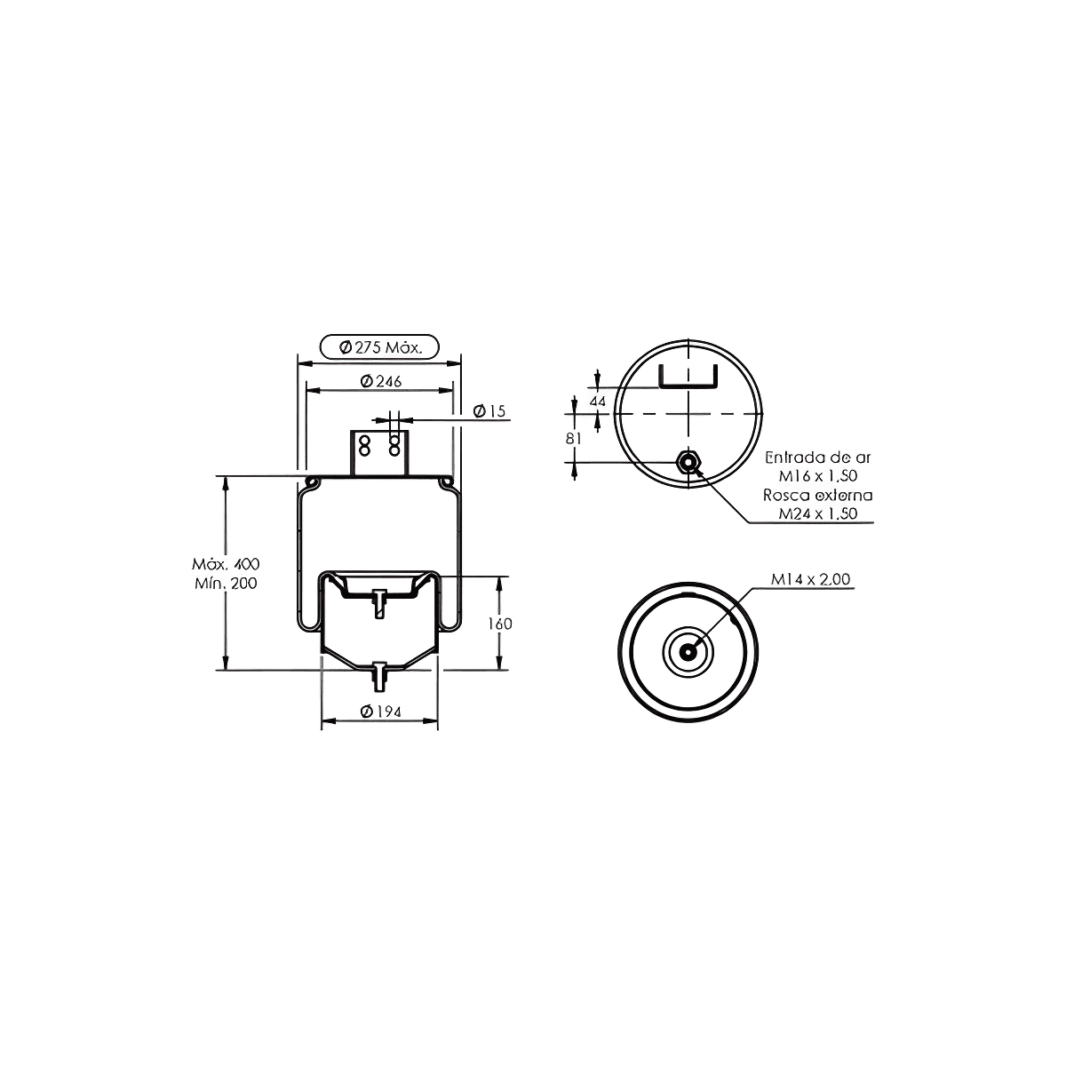 KIT PNEUMATICO COMPLETA SUSPENSAO EIXO COMPATIVEL TAS - 0954208