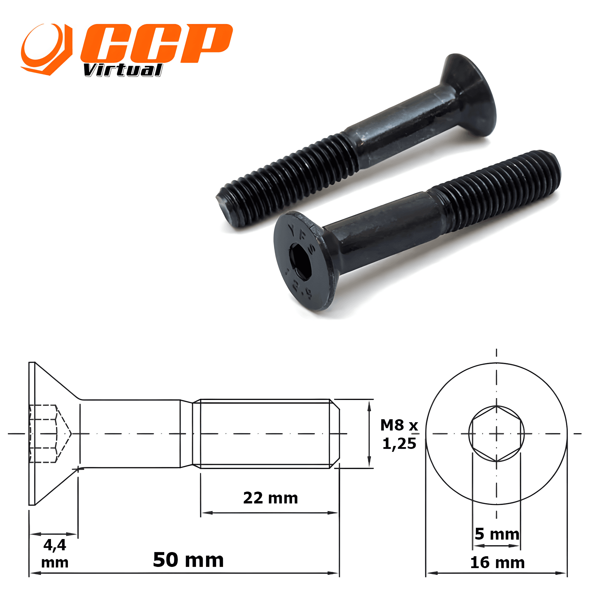 PARAF ALLEN M8X1,25X50 10.9 RT DIVERSOS - 525626