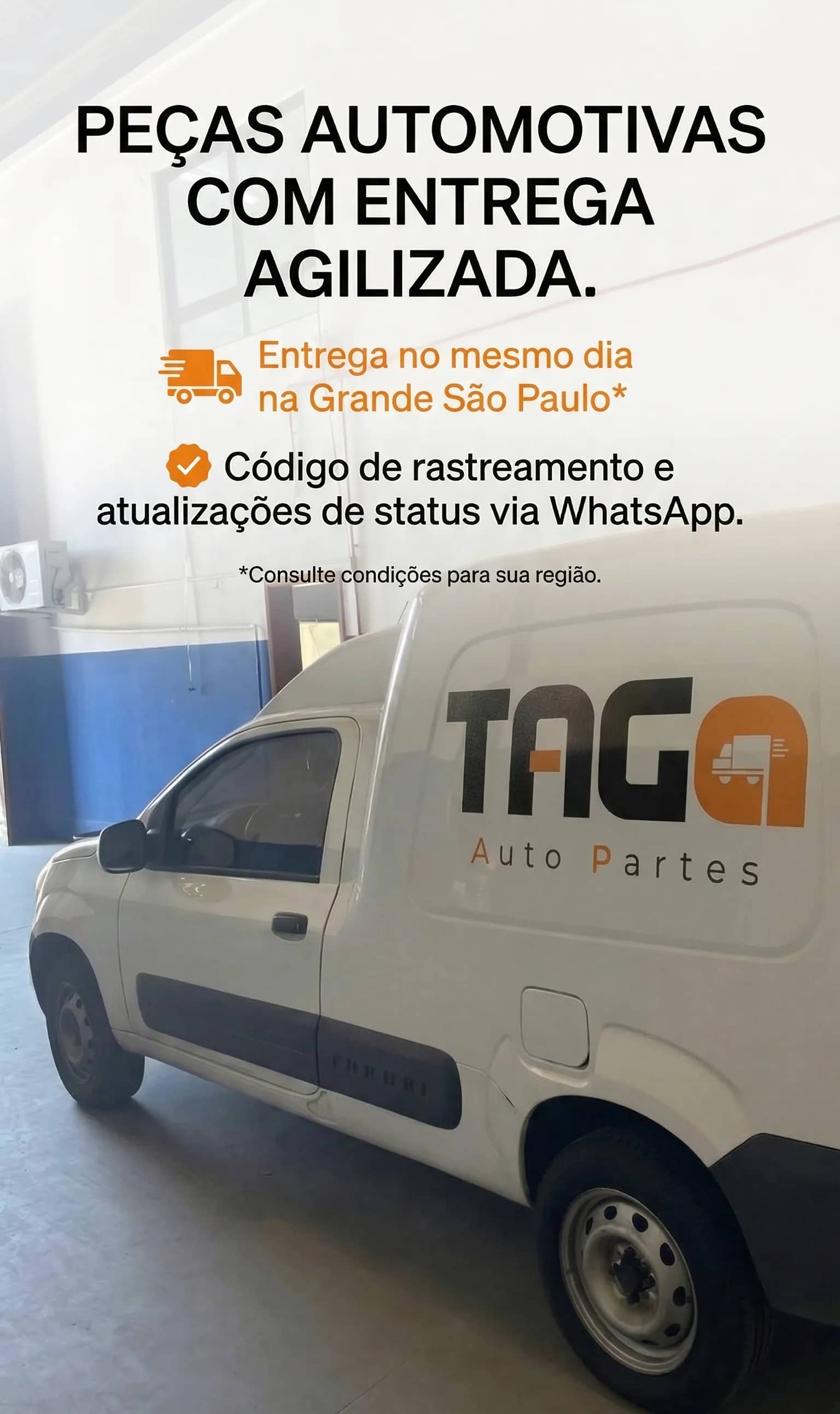Fiorino de entrega TAGA Autopartes - Peças automotivas com entrega no mesmo dia na Grande São Paulo e rastreamento via WhatsApp
