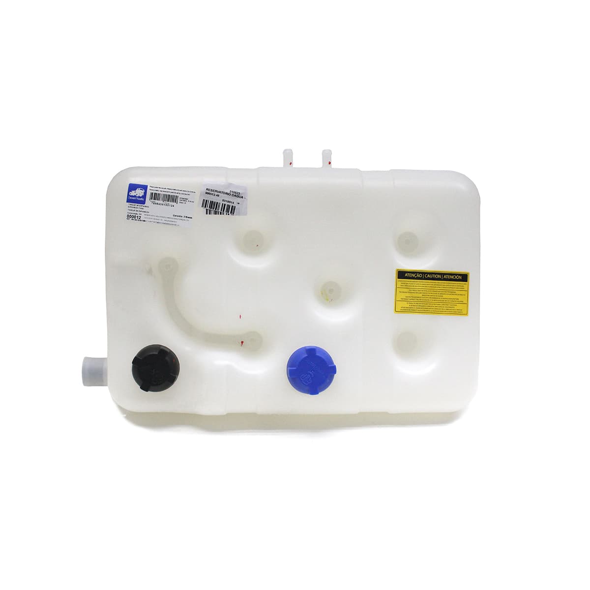 RESERVATORIO/TANQUE EXPANSAO DAGUA RADIADOR MB HPN 1218/1418/1620 96.. (ENTRADA/SAIDA LATERAL E INFERIOR) (MODELO TRAVESSEIRO) (SEM SENSOR) (COM TAMPAS 000386/000388) - 000012.48