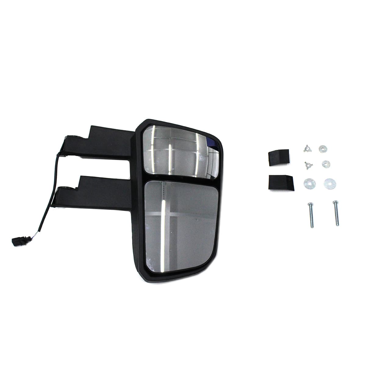CONJUNTO ESPELHO RETROVISOR LE CONVEXO BIFOCAL SUPERIOR/INFERIOR VW NOVO DELIVERY (COM BRACO LONGO - SEM BASE FIXACAO) (ELETRICO COM DESEMBACADOR) - W808A.84