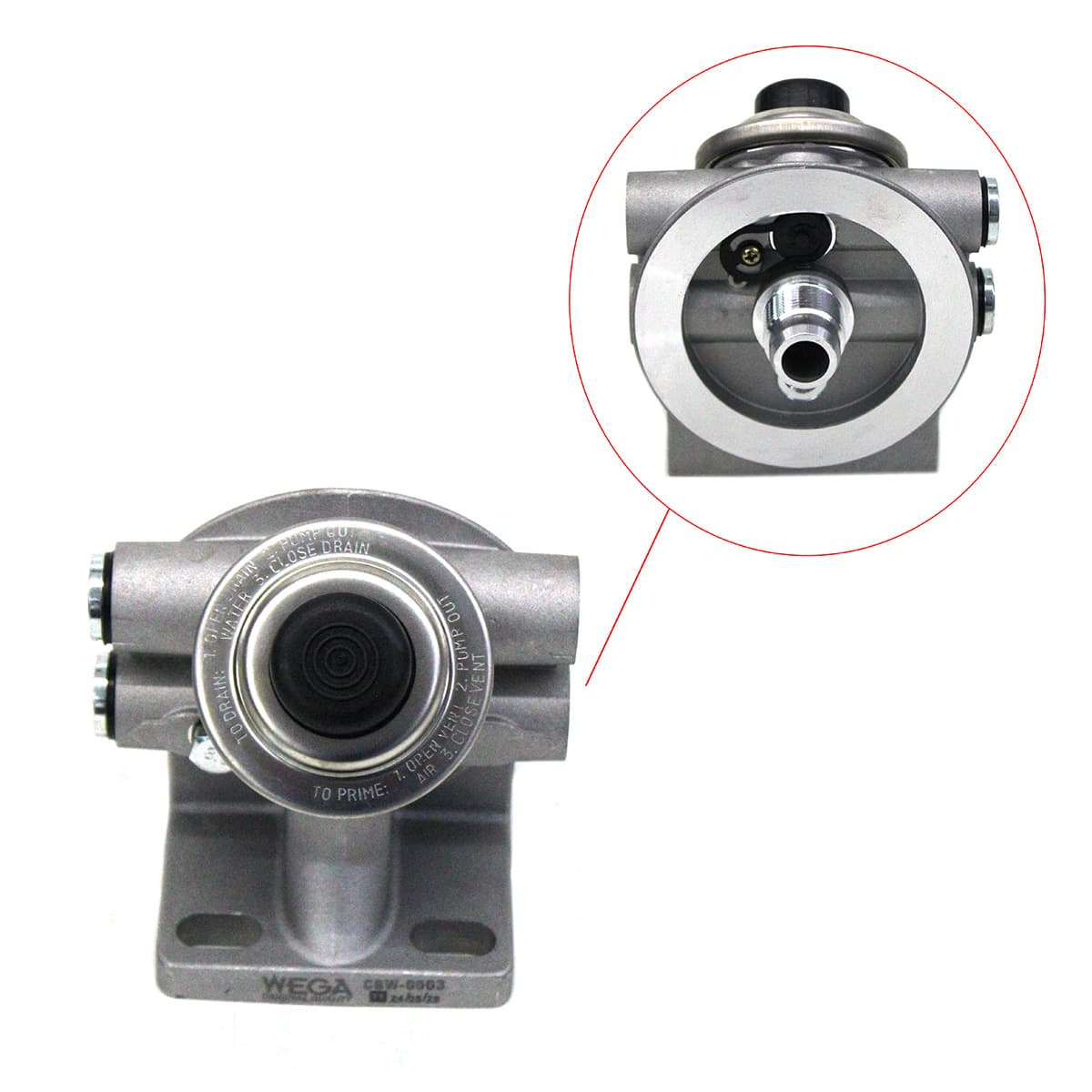 CABECOTE COM VALVULA/CONEXAO VOSS M16 NG12 PARA FILTRO DIESEL/RACOR SEPARADOR DAGUA VW (ROSCA 1-14) (SEM ESFERA) - CBW0003