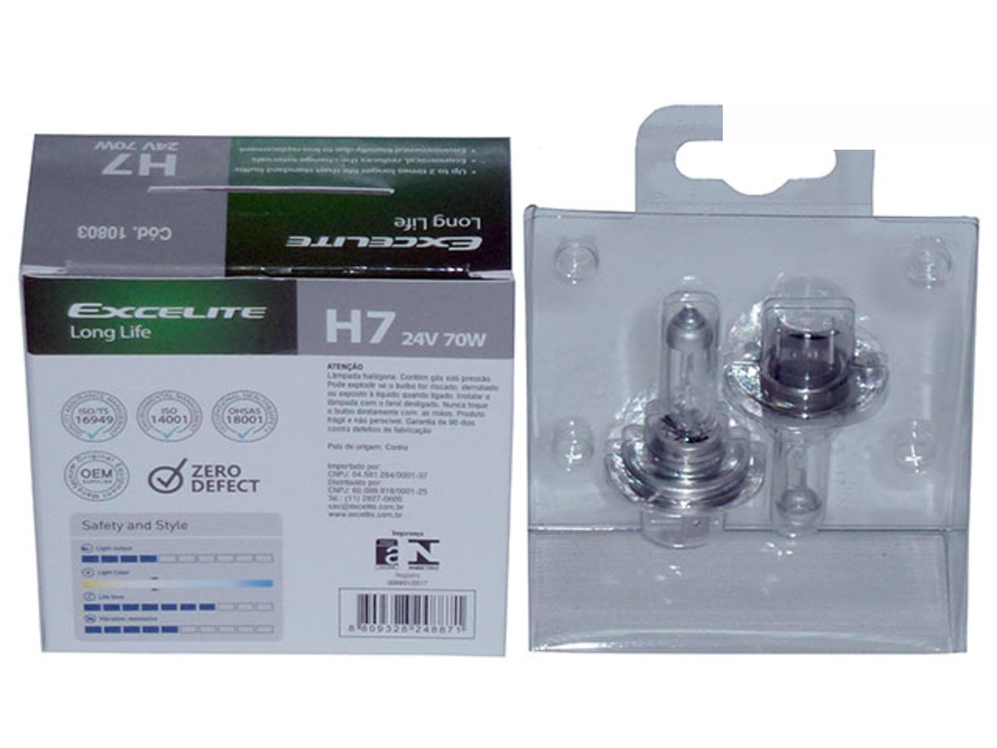 PAR LAMPADA H7 24V 70W LONG LIFE DIVERSOS LINHA PESADA - H724V