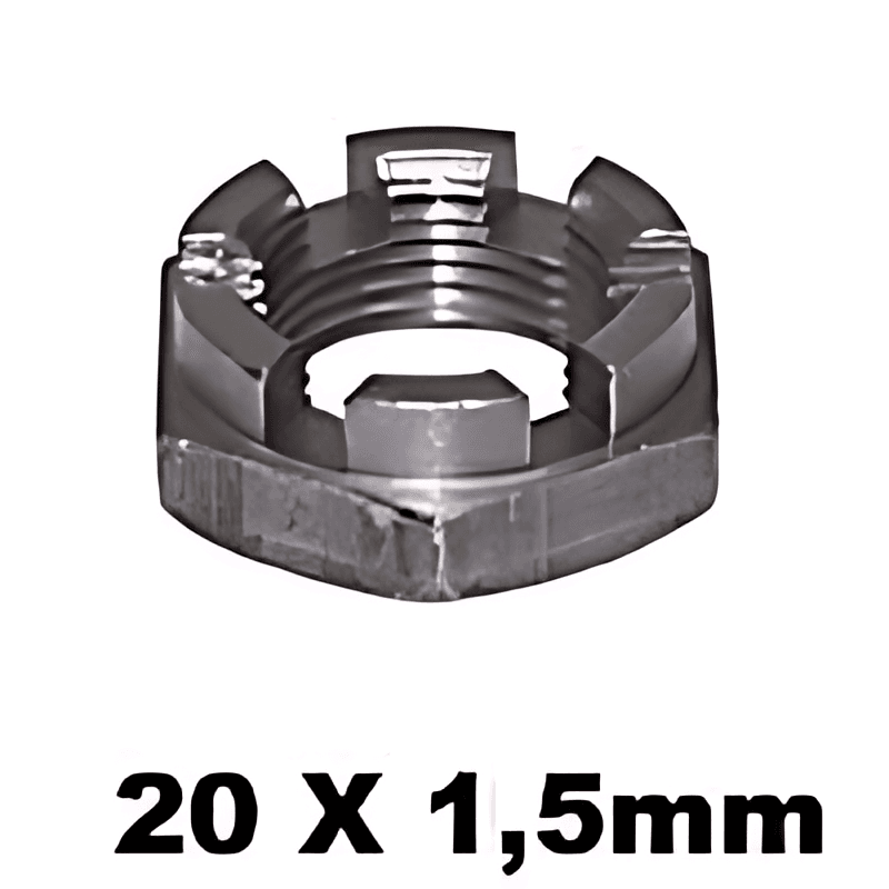PORCA CASTELO BAIXA - M20 X 1,5 C/COROA - CHAVE 30 POL. - 000937020000