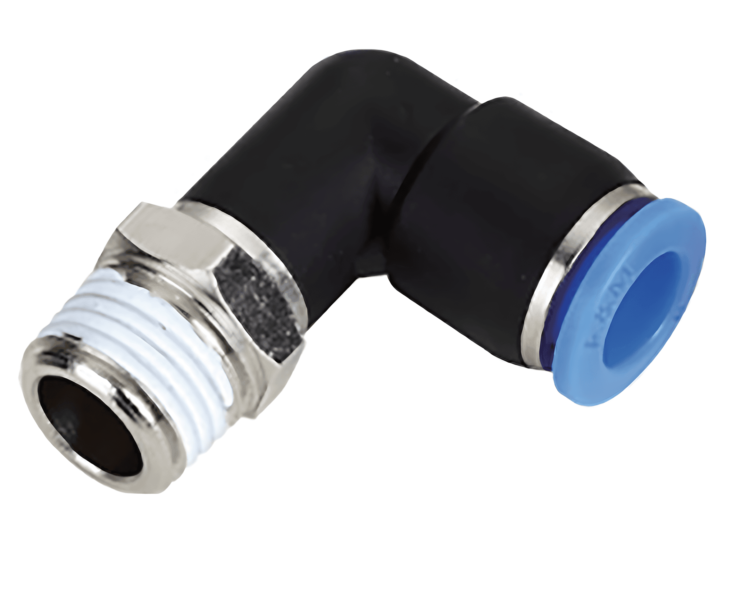 COTOVELO TUBO 6MM ROSCA 1/8 NPT ( PLASTICO ) - PL0601