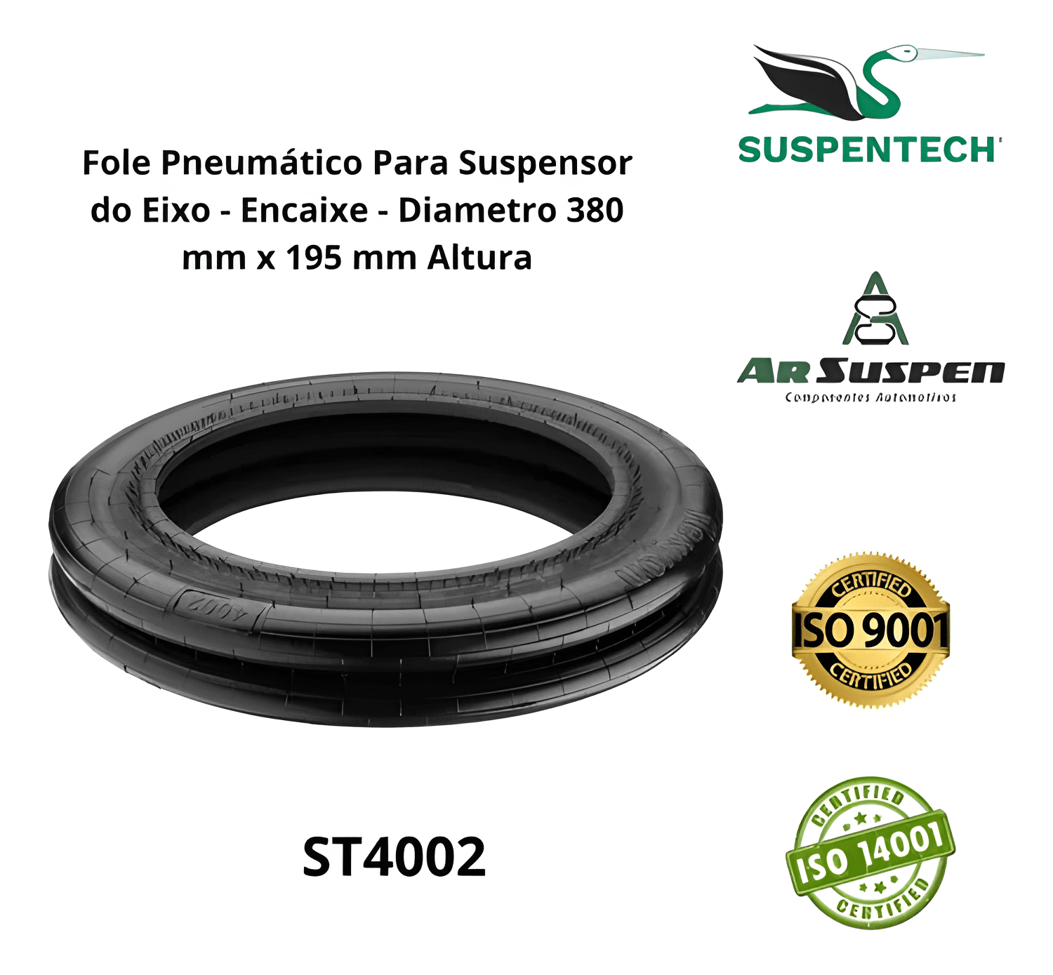 FOLE PNEUMATICO SUSPENSOR EIXO ENCAIXE DIAMETRO 380X195MM - AD00100J00