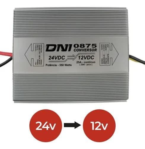 CONVERSOR REDUTOR DE TENSAO 24VDC PARA 12VDC - 350W - DNI0875