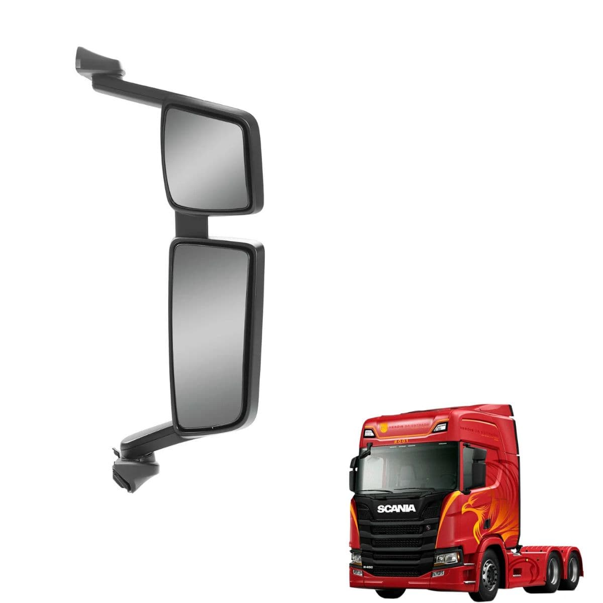 REFIL MAIOR ESPELHO RETROVISOR INFERIOR LE SCANIA P/G/R/S (NTG) 2019.. (CONVEXO COM DESEMBACADOR) - S6052531