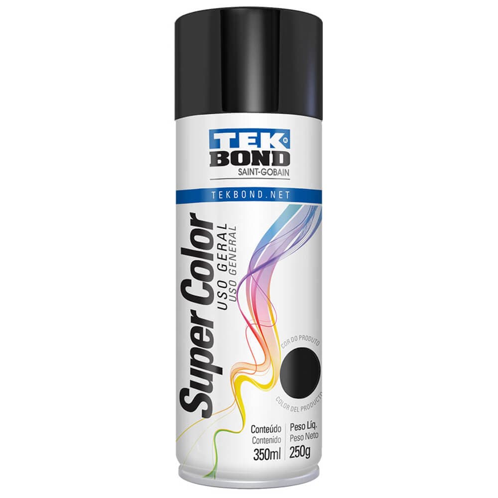 TINTA AEROSSOL PRETO BRILHANTE USO GERAL 350 ML/250G - TSU0924