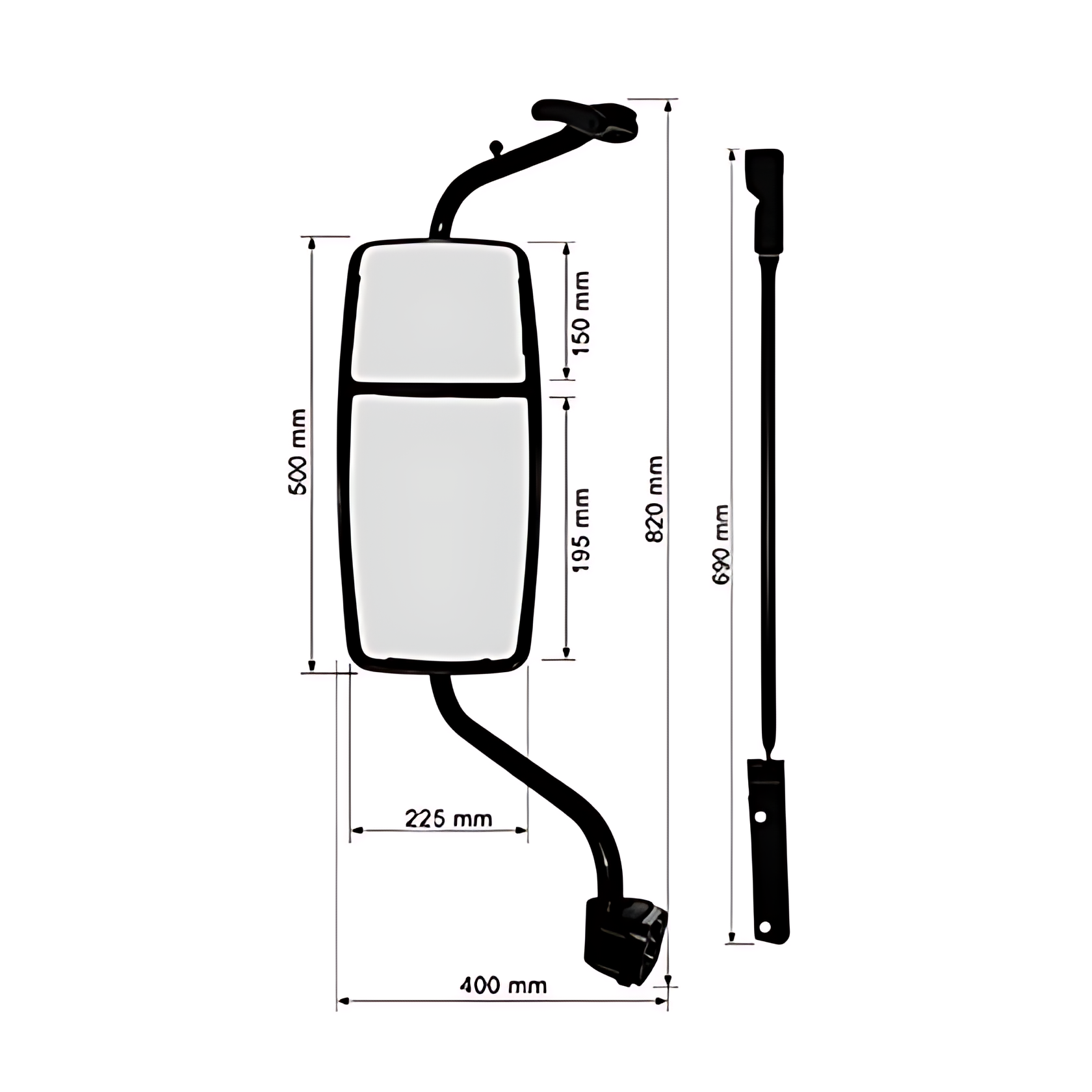 CONJUNTO ESPELHO RETROVISOR LE BIPARTIDO MANUAL CONVEXO - RWUE19CC