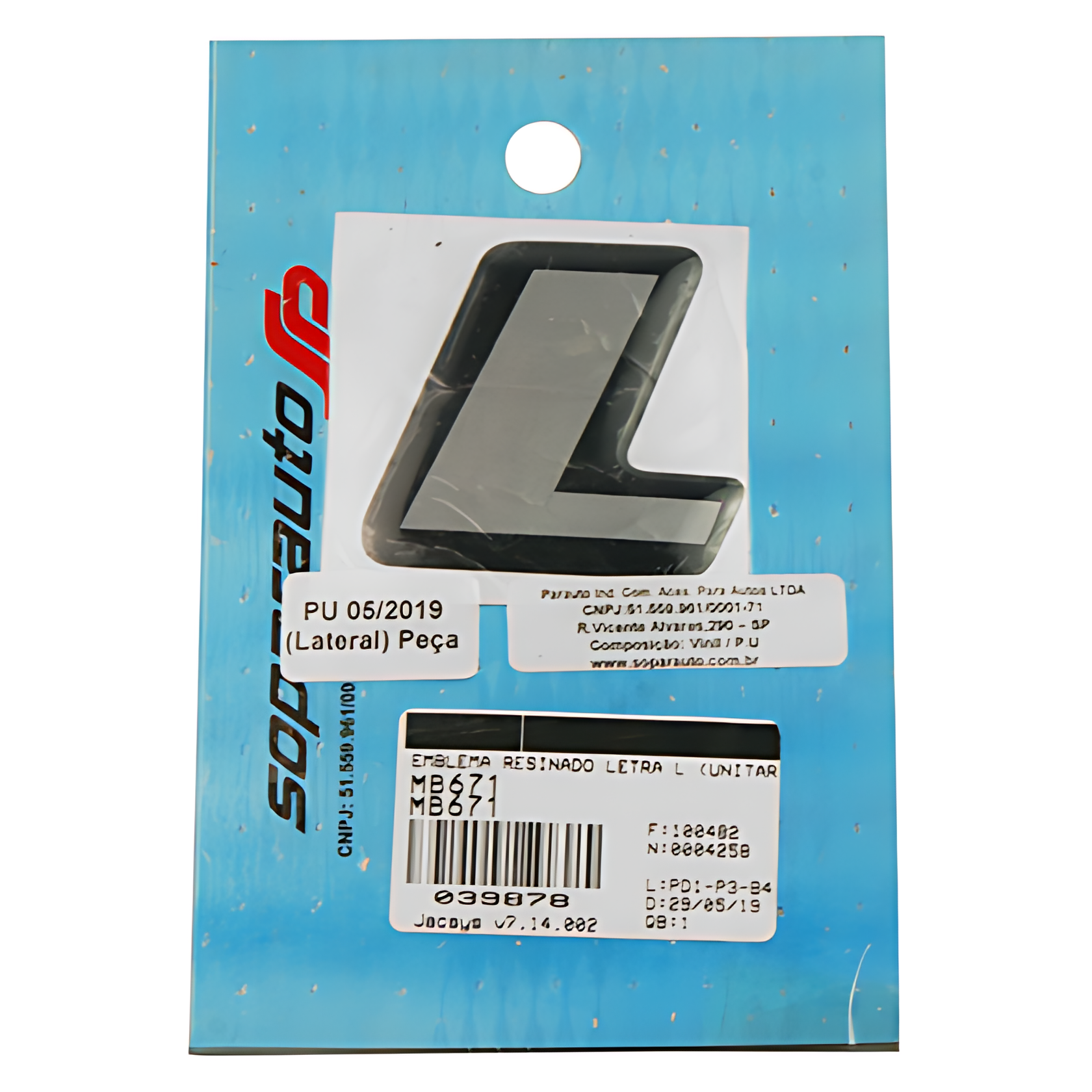 EMBLEMA RESINADO LETRA L (UNITARIO) - MB671