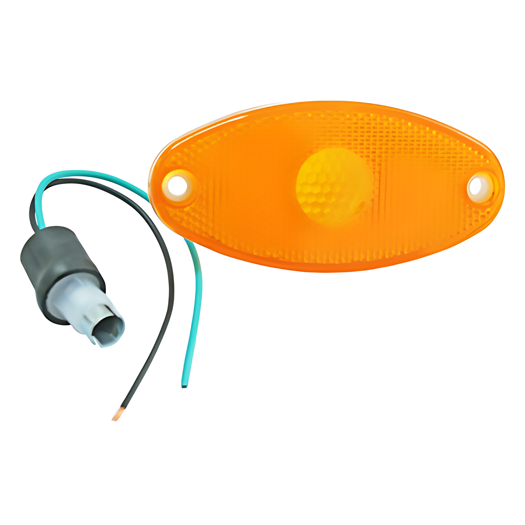 LANTERNA REFLETORA LATERAL OVAL AMBAR COM SOQUETE - 0880997