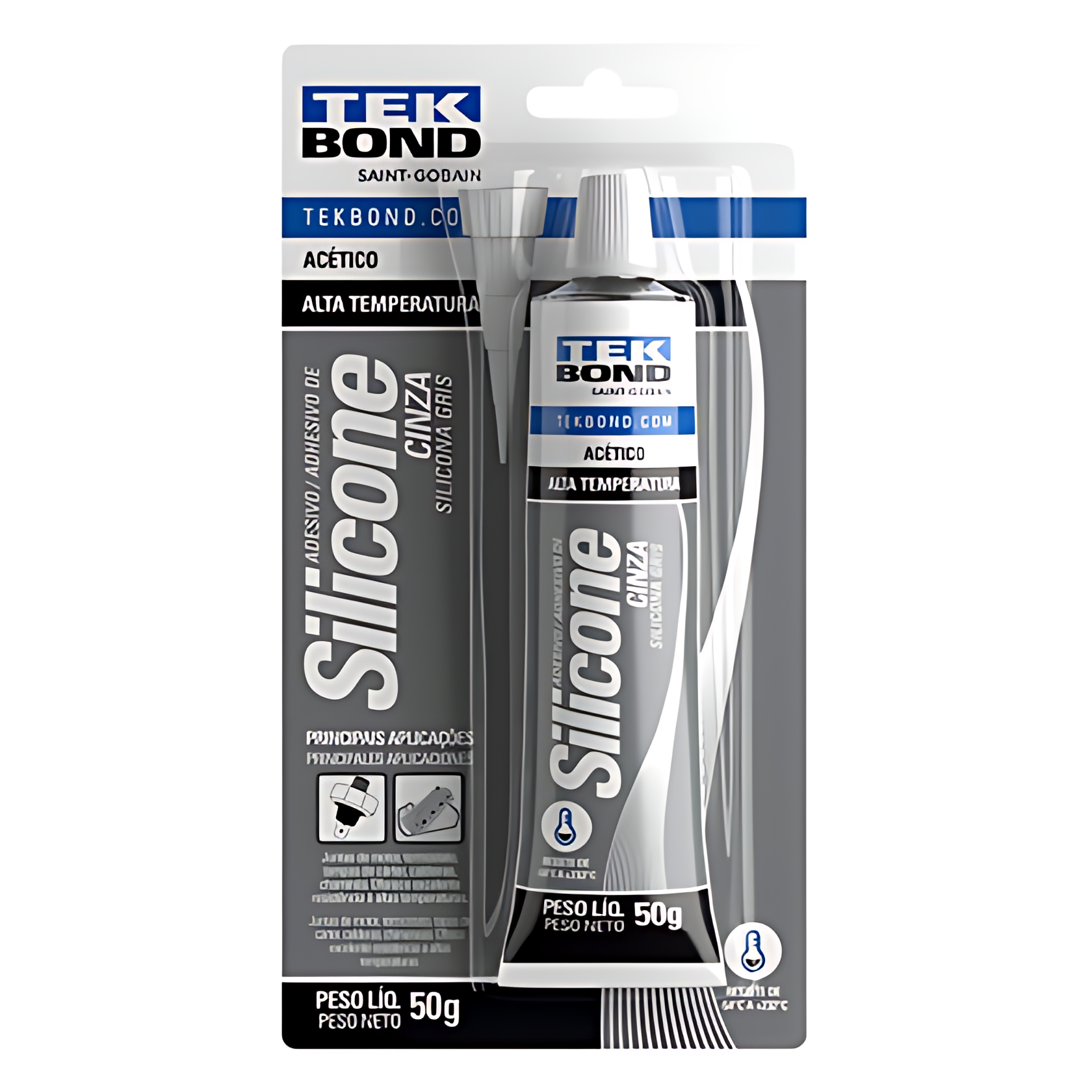 SILICONE ACETICO CINZA 50G ( BLISTER ) ALTA TEMPERATURA - 22014001202