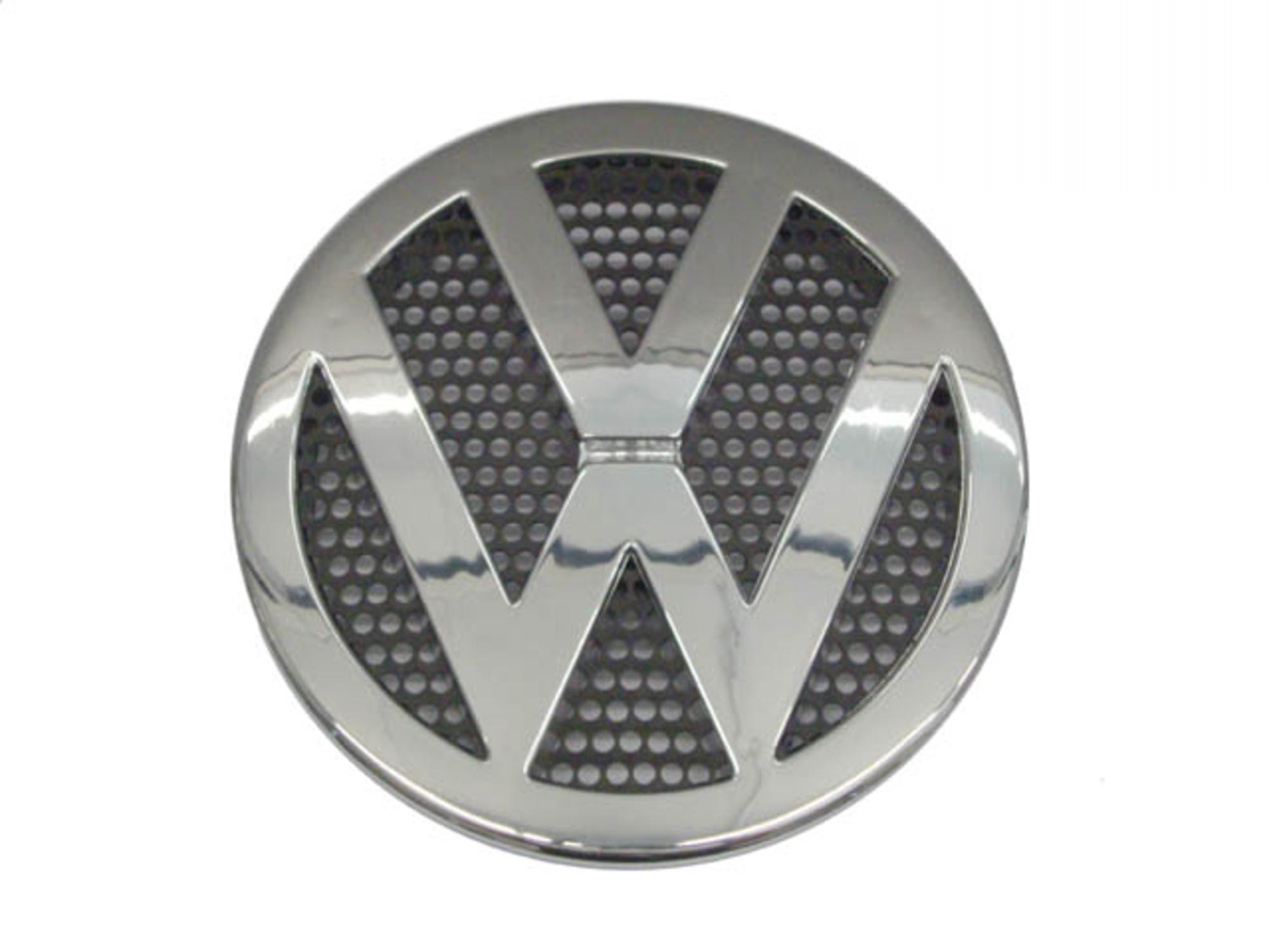 EMBLEMA FRONTAL CAMINHAO VW WORKER 8100 8120 8150 13150 13170 13180 15170 15180 17210 17300 17220 - 230MM CROMADO COM TELA - 2RD853601A