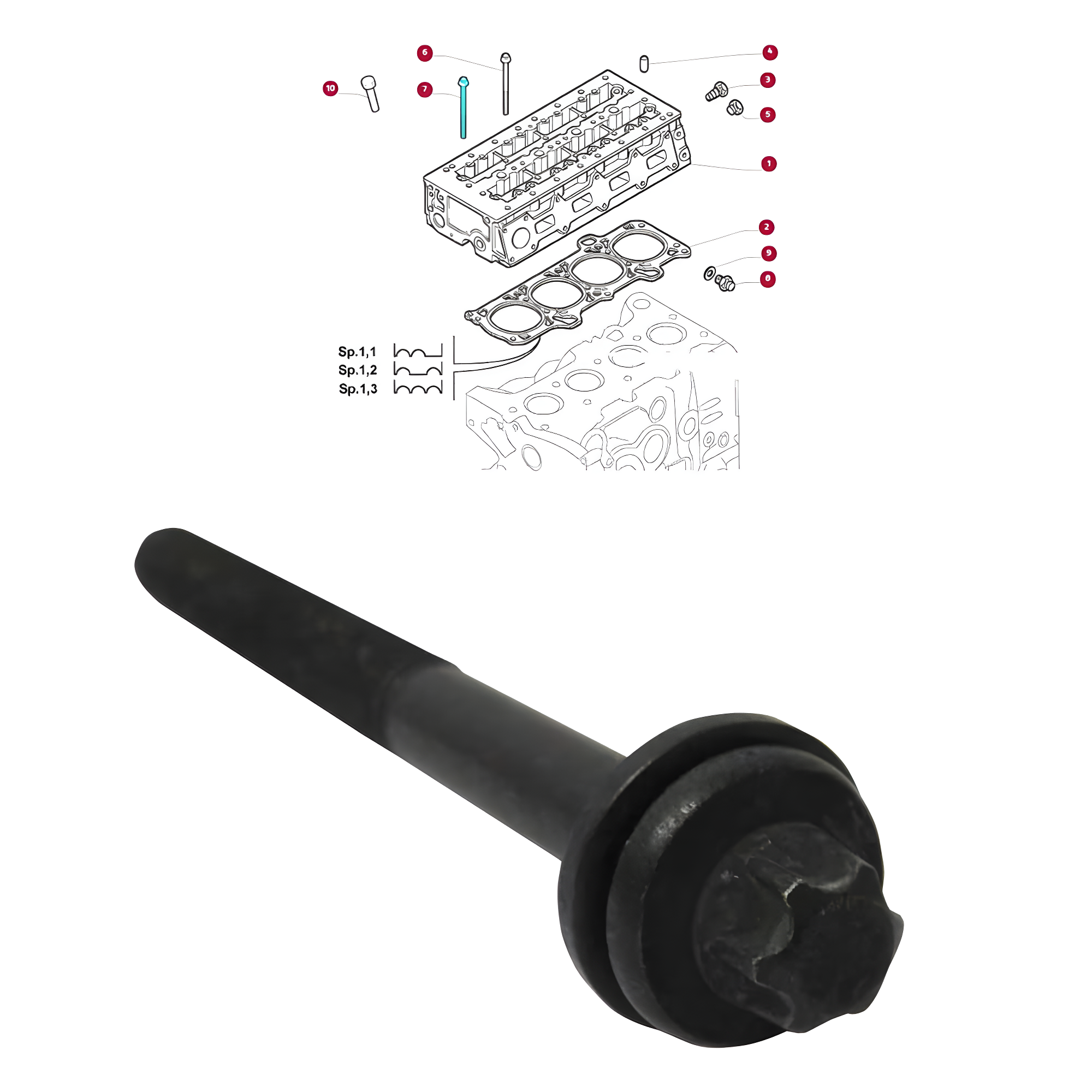PARAFUSO CABECOTE MOTOR 2.3 (MENOR) M11X133MM - 11248 - Imagem 2