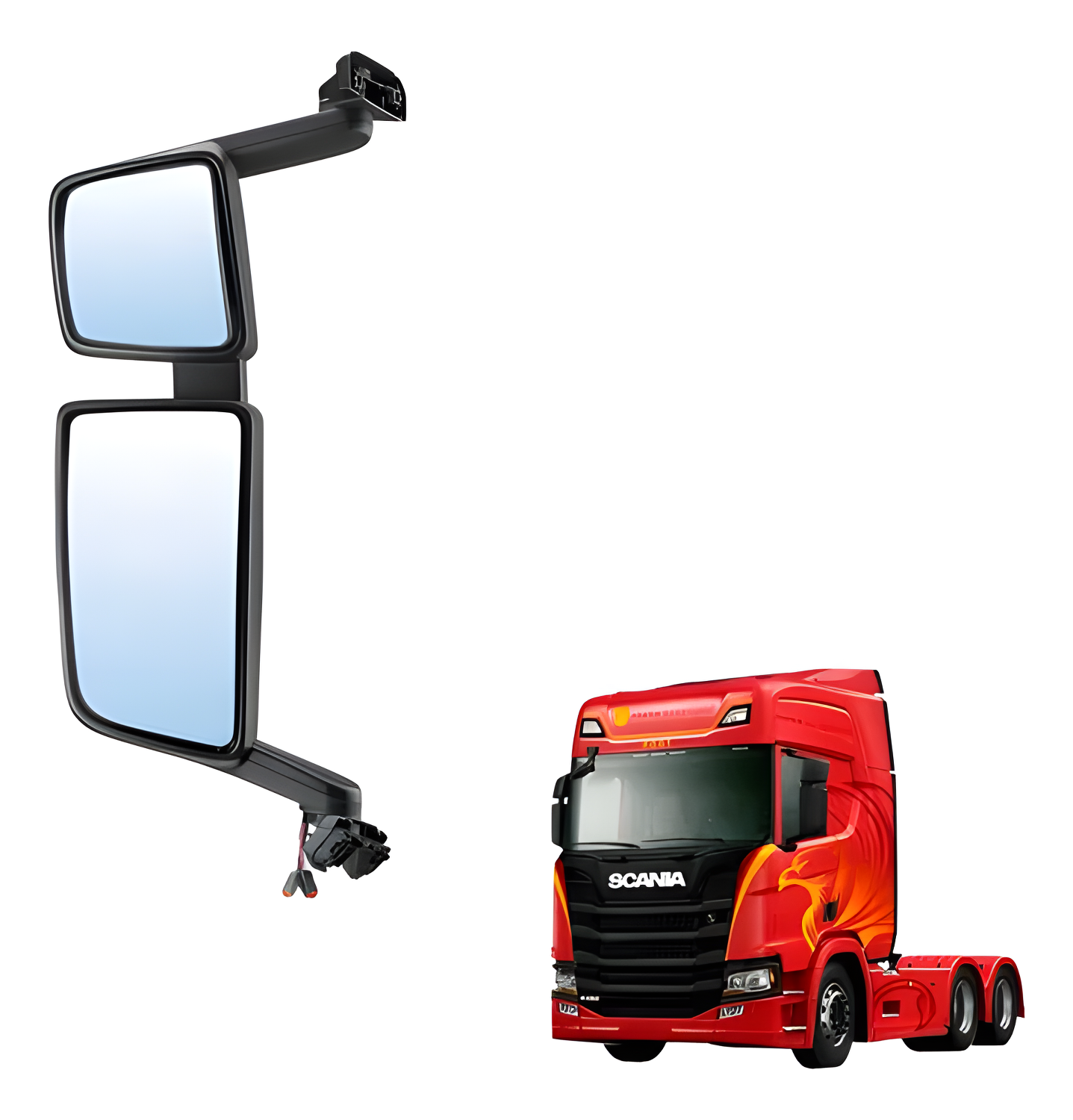 CONJUNTO ESPELHO RETROVISOR LE BIPARTIDO ELETRICO COM AUXILIAR E SENSOR TEMPERATURA - S330A - Imagem 4