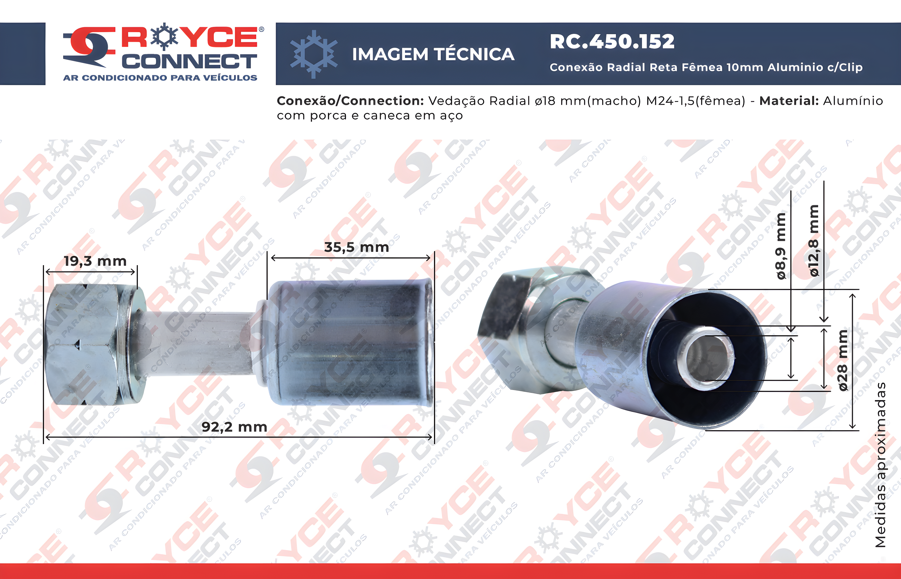 CONEXAO RETA 10MM C/R134A ALUMINIO - RI450187 - Imagem 5