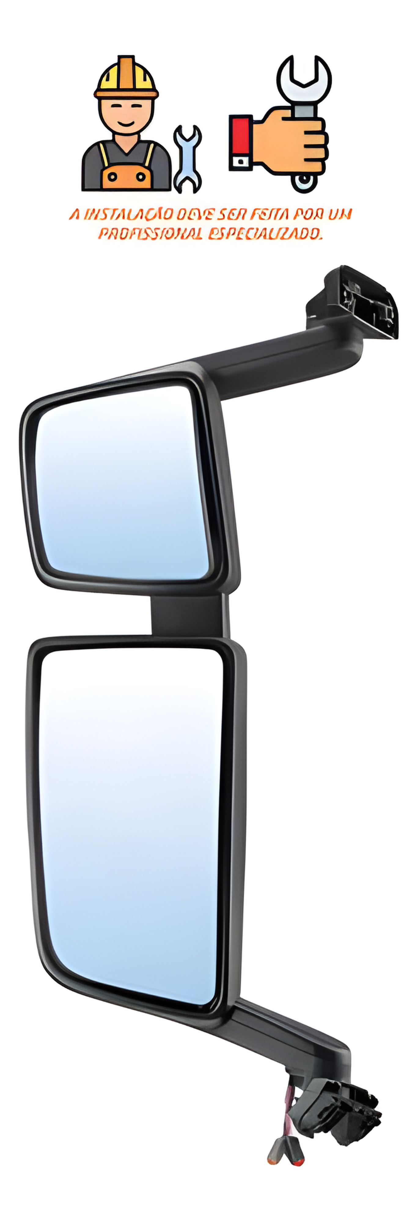 CONJUNTO ESPELHO RETROVISOR LE BIPARTIDO ELETRICO COM AUXILIAR E SENSOR TEMPERATURA - S330A - Imagem 7