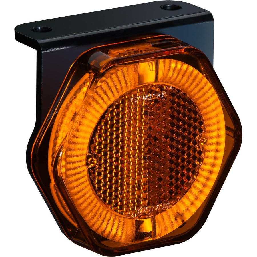 LANTERNA POSICAO LATERAL C/ GUIA LUZ AMARELA E SUPORTE - 2055AM