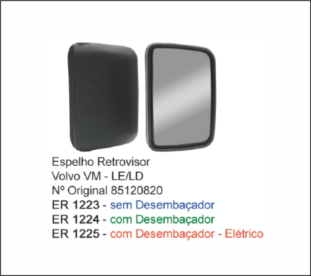 ESPELHO RETROVISOR ( LE LD )  SEM DESEMBACADOR CONVEXO VOLVO - ER1223