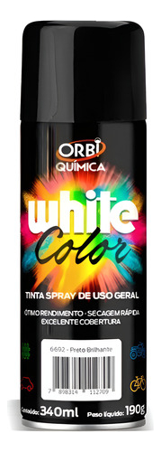 TINTA SPRAY WHITE COLOR PRETO ORBI - 521248