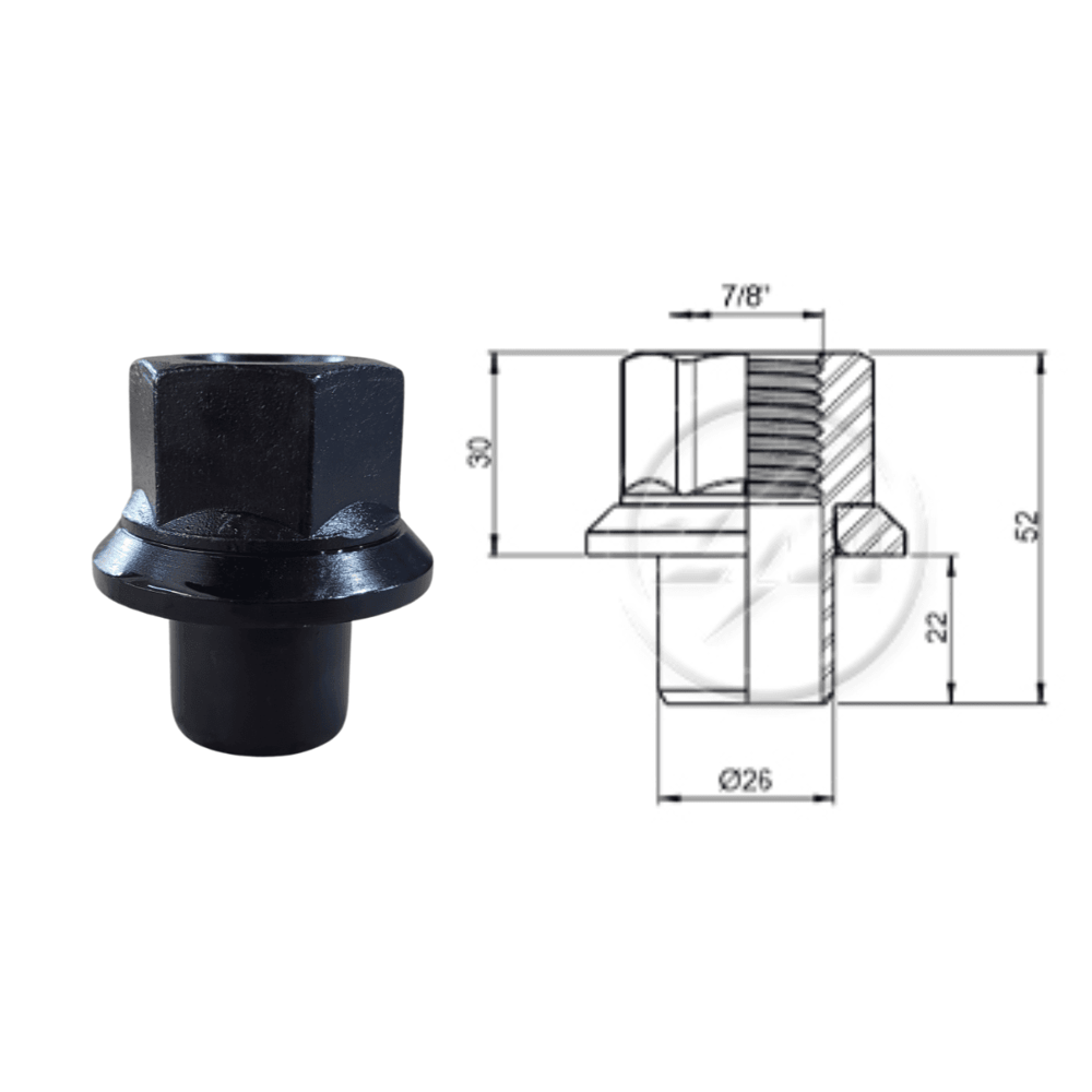 PORCA RODA C/PESCOCO 7/8X11BSF CH33 ALT CARRETAS GUERRA RODA TRASEIRA - 2978051