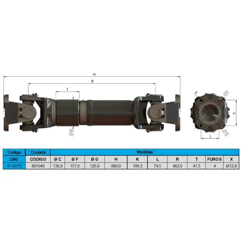 CARDAN COMPLETO ENTRE EIXOS - SERIE 1710 - 801954