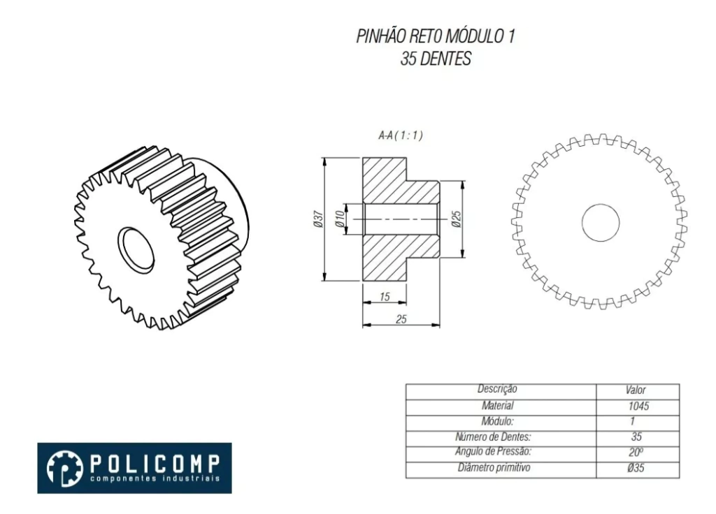 ENGRENAGEM 1  M  35 DENTES - 300043015