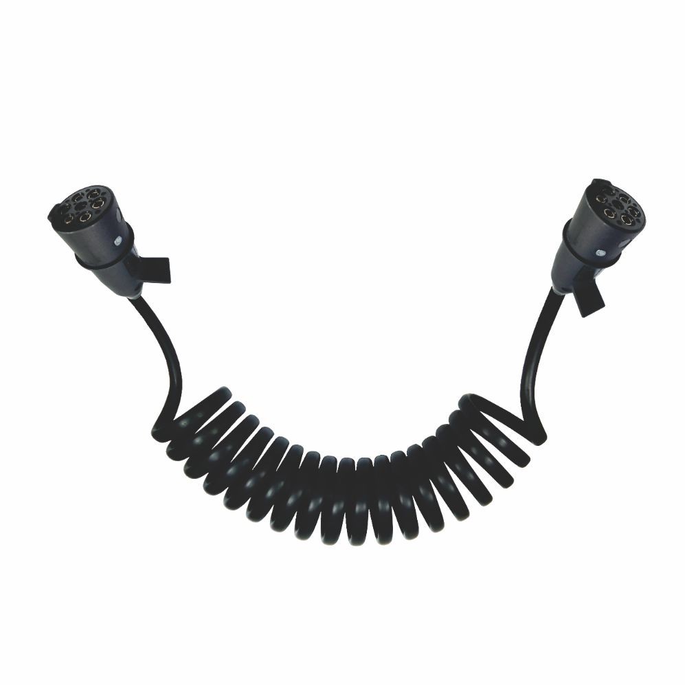 CHICOTE ELETRICO ESPIRAL 7 POLOS 2 TOMADAS MACHO 4,5M - DNI8344
