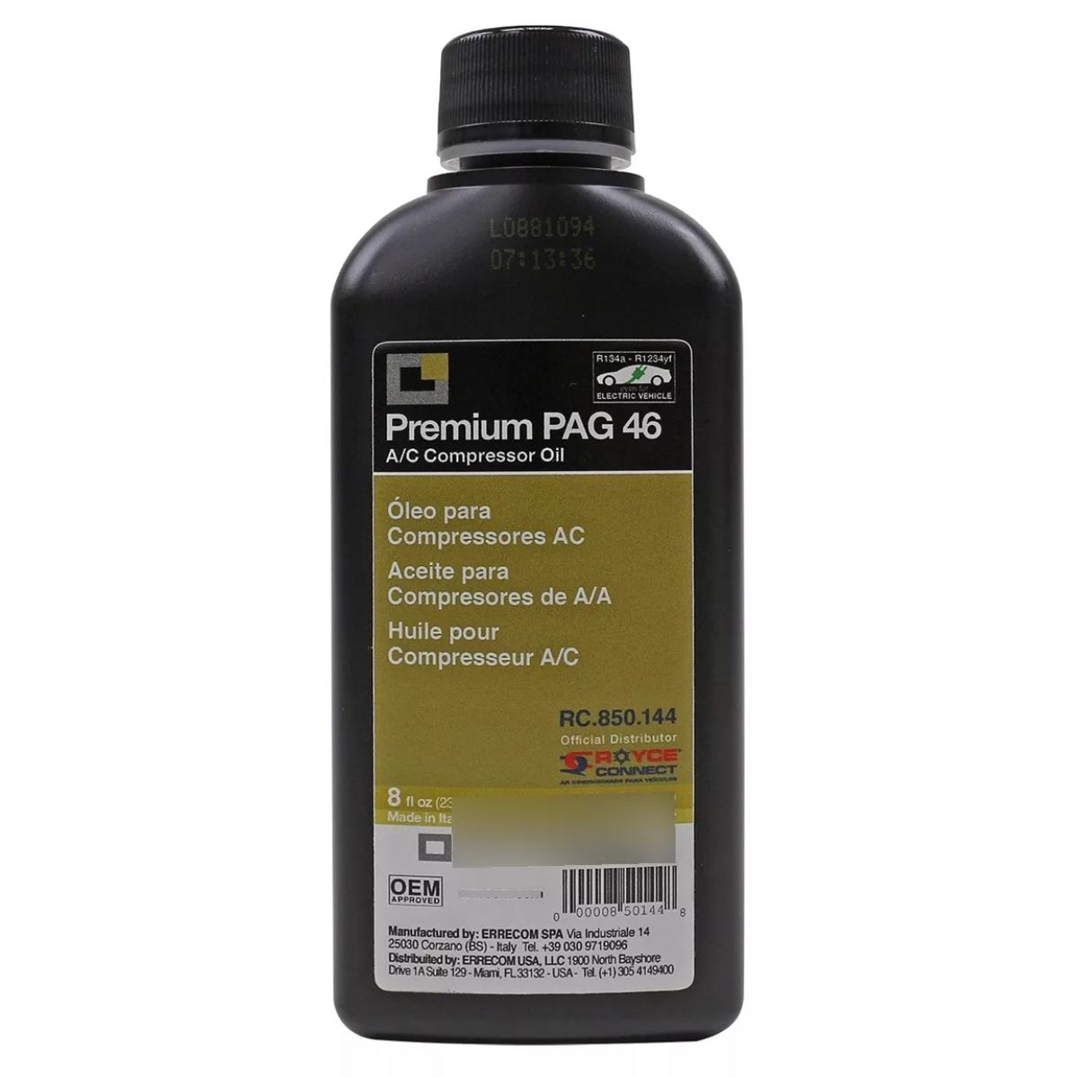 OLEO PARA COMPRESSOR A/C R134A PAG ND10 VISCOSIDADE 46 237ML - RC450280
